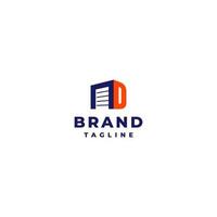 Storage Door and Letter D Logo Design. The initials of the letter D form a storage building. vector