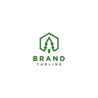Hexagon Outline With Pine Icon Inside. Pine Tree Inside Hexagon Logo Design. vector