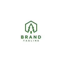 Hexagon Outline With Pine Icon Inside. Pine Tree Inside Hexagon Logo Design. vector