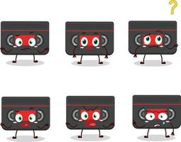 Cartoon character of retro cassette with what expression vector