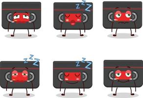 Cartoon character of retro cassette with sleepy expression vector