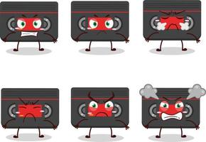 Retro cassette cartoon character with various angry expressions vector