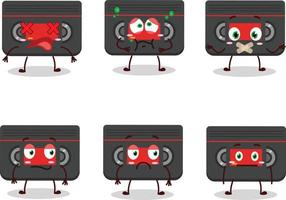 Retro cassette cartoon character with nope expression vector