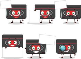 Retro cassette cartoon character bring information board vector