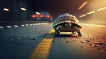 Turtles race to reach the finish line with Generative AI. photo
