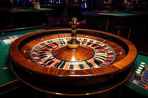 casino ruleta cerca arriba. ruleta rueda. juego adiccion. creado con generativo ai foto