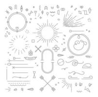 Flat design elements in vintage style drawing with gray lines on white background vector