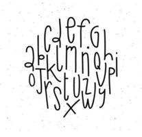 Alphabet in modern style drawing with coal on dirty white background vector