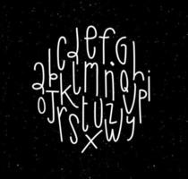 Alphabet in modern style drawing on dirty black background vector