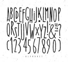 Alphabet set straight lines font in vintage style drawing with black lines on white background vector