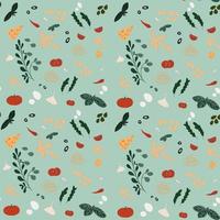 Italian seamless pattern with basilica tomato and mozzarella vector