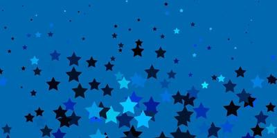 Dark BLUE vector background with small and big stars.