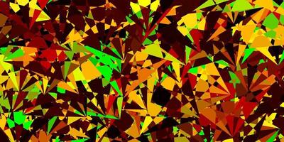 Dark Green, Yellow vector backdrop with triangles, lines.