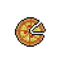 pizza in pixel art style vector