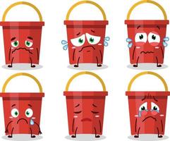 Sand bucket cartoon character with sad expression vector