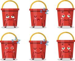 Cartoon character of sand bucket with sleepy expression vector