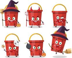 Halloween expression emoticons with cartoon character of sand bucket vector