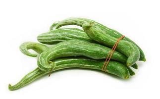 Snake gourd isolated on white background  Trichosanthes anguina photo