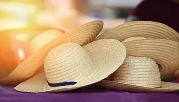 Hat summer Made from natural materials straw or bamboo hat photo