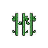 bamboo tree in pixel art style vector