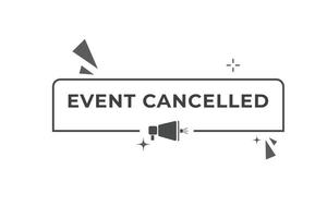 Event Canceled Button. Speech Bubble, Banner Label Event Canceled vector