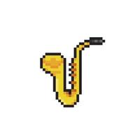 saxophone in pixel art style vector