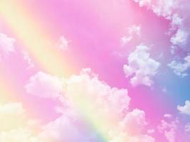 beauty sweet pastel pink yellow    colorful with fluffy clouds on sky. multi color rainbow image. abstract fantasy growing light photo