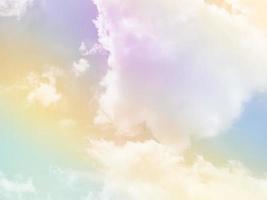 beauty sweet pastel yellow green  colorful with fluffy clouds on sky. multi color rainbow image. abstract fantasy growing light photo