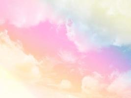 beauty sweet pastel orange pink colorful with fluffy clouds on sky. multi color rainbow image. abstract fantasy growing light photo