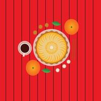 Chinese decoration on table top view vector