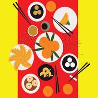 chinese food dishes set vector