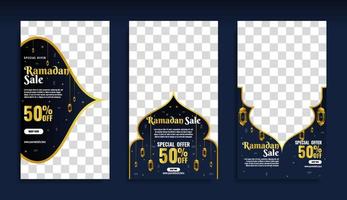 Ramadan stories Big sale social media posts collection set vector