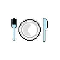 cutlery in pixel art style vector