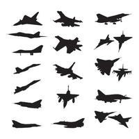 Set fighter jets silhouette vector illustration.