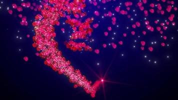 Rose Petal Falling With Rose Petal Heart Shape Animation Background,heart Shape Flower Petals Animation On Dark Blue Background And Rose Petal Fall Down. Happy Valentine's Day Wedding Day video