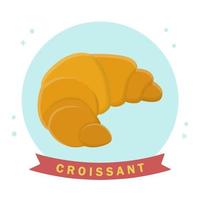 Croissant Bakery Snack Pastries. Flat Icon Vector Design