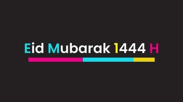 animiert Text eid Mubarak 1444 h einfach bunt. 4k Video, perfekt zum Gruß Karten, Video Öffner und Mehr