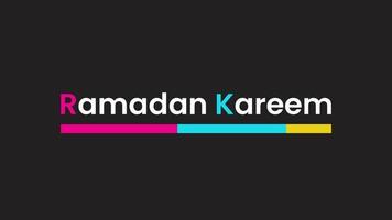 colorful, simple Ramadan Kareem animated text. 4K video is perfect for greeting cards, video openers, and more.