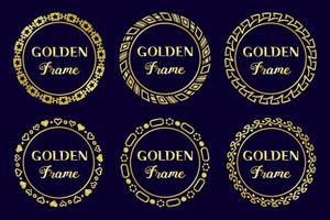 Circle golden frame set. Abstract vintage, royal rounded frames collection. Elegant, luxury gold geometric circle borders. vector