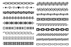 Abstract geometric text dividers. Black chain texture paragraph separators. Ornate design elements collection. vector