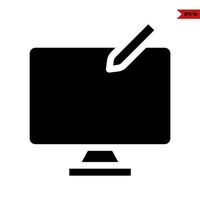 monitor computer and arrow glyph icon vector