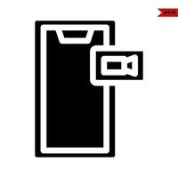 mobile phone with camera video in frame glyph icon vector