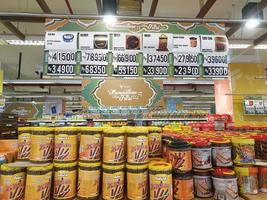 Tegal, March, 2023.Canned snacks with lots of stock for parcels at the mall in preparation for the month of Ramadan. photo