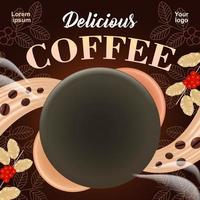Deslicous Coffee, 3d vector background with coffee bean ornament. Can be used for product background