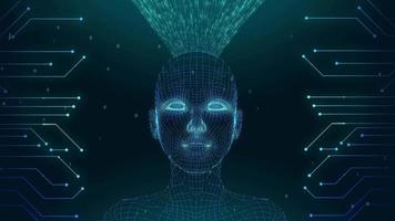 kunstmatig intelligentie- hersenen netwerk ai lijn stroomkring technologie gegevens internet 5g cyber veiligheid video