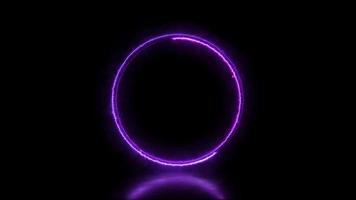 Abstract animated light Neon effect circle frame overlay Loop background for presentation video