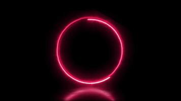 abstrakt animerad ljus neon effekt cirkel ram täcka över slinga bakgrund för presentation video
