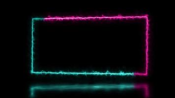 abstrakt animerad ljus neon effekt rektangel ram täcka över slinga bakgrund för presentation video