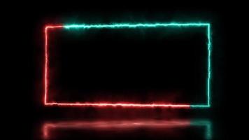 abstrakt animerad ljus neon effekt rektangel ram täcka över slinga bakgrund för presentation video