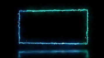 Abstract animated light Neon effect rectangle frame overlay Loop background for presentation video